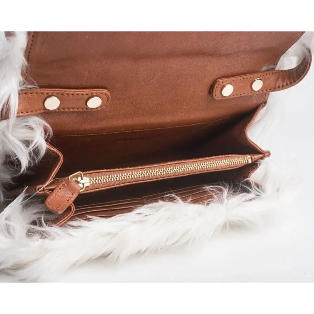 Brother Vellies Lijadu Shearling Billfold Shoulder Bag Purse in White Alpaca Fur - Picture 7 of 9